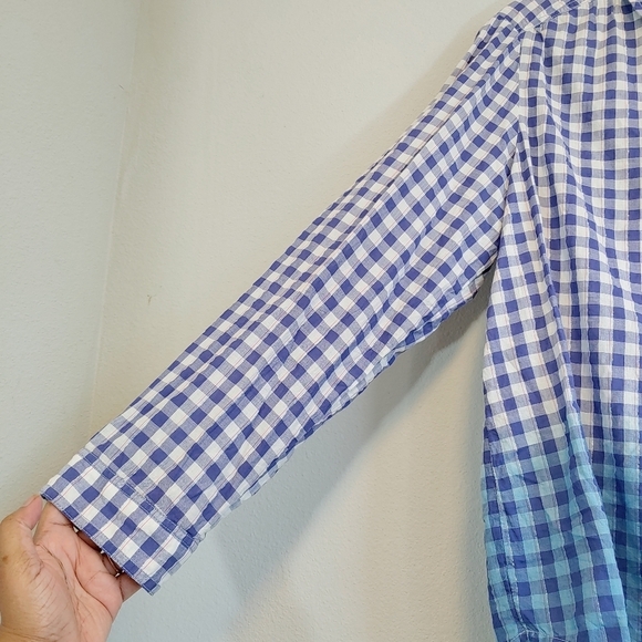 Pilcro Anthropologie Deb Relaxed Ombre Gingham Button Up Blouse Sz XL Casual - Picture 2 of 13